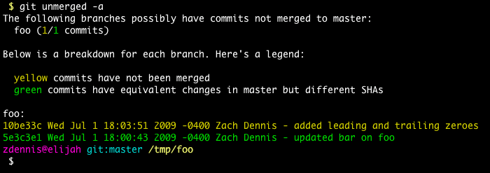 get all commits from master git